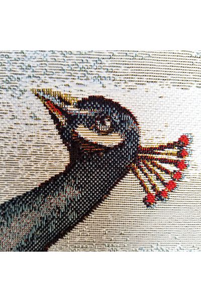 Niva Animal Series-16 Woven Tapestry Fabric - Columns and Peacocks-2