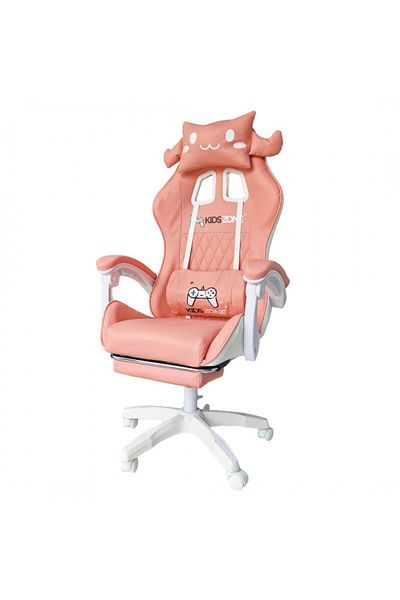 ECARLA Scaun roz, pentru fetite, cu perna lombara si suport picioare, 64x116-123 cm, KIDS ZONE KO27R