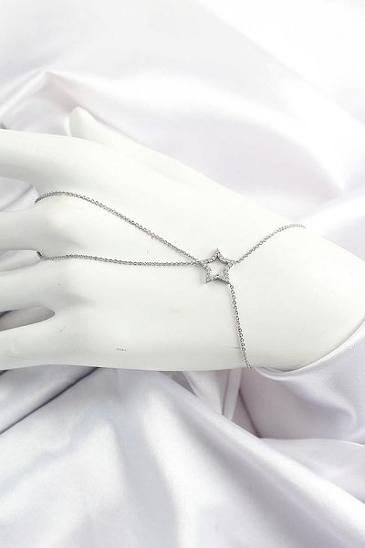 Celira Brass Silver Color Zircon Stone Star Model Şahmeran