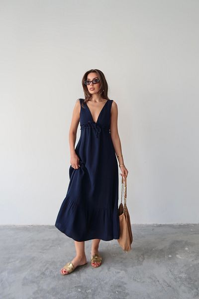 AÈC PRIVÈ Women's New Season Summer V-Neck Long Muslin Dress