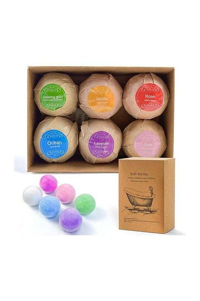 Skytone SKY-TOUCH Bath Bombs Gift 6 Pack, Bath Bombs Large Organic & Natural Essential Oil Handmade Bath Bom