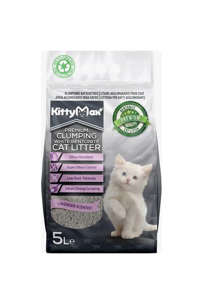 Kittymax Litieră premium cu bentonită pentru pisici KittyMax Lavender 5 L