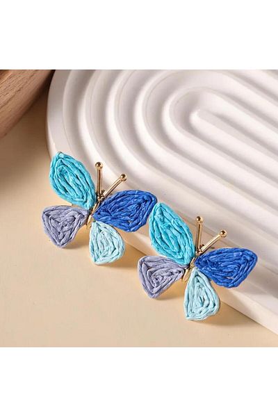 Yıldız Accessory Summer Design Straw Butterfly Earrings in Different Colors