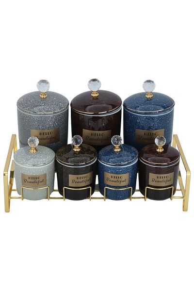 Alsaif Gallery Porcelain Spice Canister Set, Alsaif Gallery, 7 Pieces - Multicolor