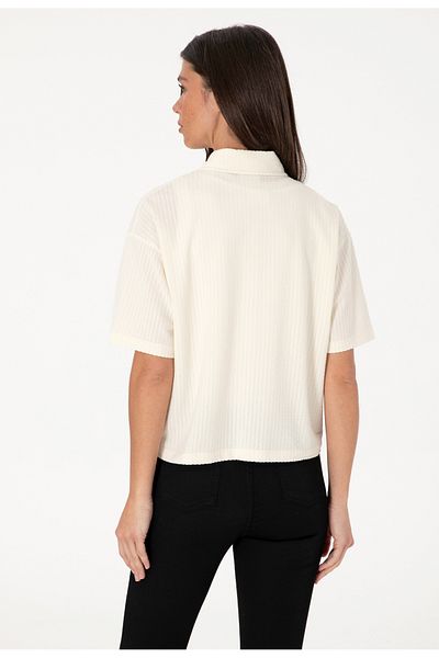U.S. Polo Assn. U.S. Polo Assn. Ecru Women's Cropped Fit Shirt Dmk.2104541Sole.