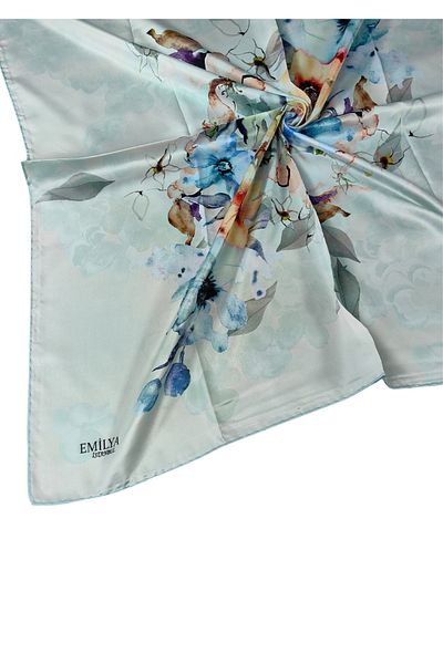 mim eşarp Κασκόλ Emilya Rayon με λουλούδια 90x90 εκ