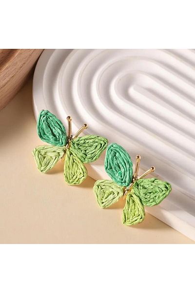 Yıldız Accessory أقراط على شكل فراشة من القش بتصميم صيفي بألوان مختلفة