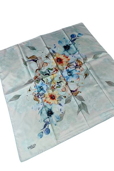 mim eşarp Κασκόλ Emilya Rayon με λουλούδια 90x90 εκ