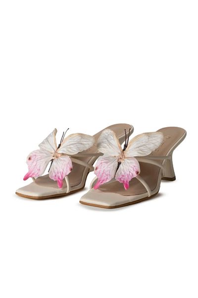 Letafia Natali Beige Butterfly Detailed Slippers