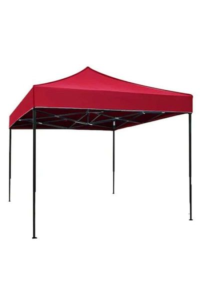 7Star Cort Pavilion 7STAR 3x3m Rosu Pliabil Tip Acordeon cu Cadru Metalic