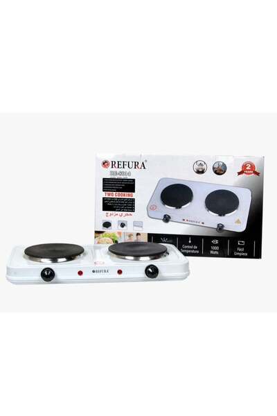 REFURA ألواح تسخين مسطحة مزدوجة 2000 واط، أبيض RE-8014