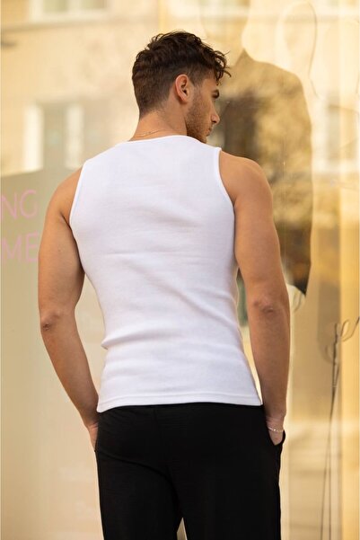 TRENDY White Halter Neck Athlete Tank Top, Lycra Men's Tank Top