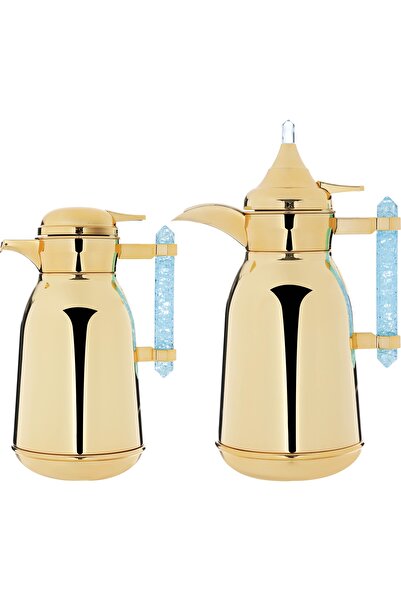 Generic طقم ترمس شهاد من معرض السيف، سعة 1 لتر، بمقبض كريستالي، وعلبة داخلية ...