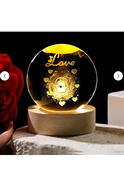 hediyesahibi Sevgi Küresi – Kişiye Özel İsimli Kristal Aydınlatmalı Hediye 6cm