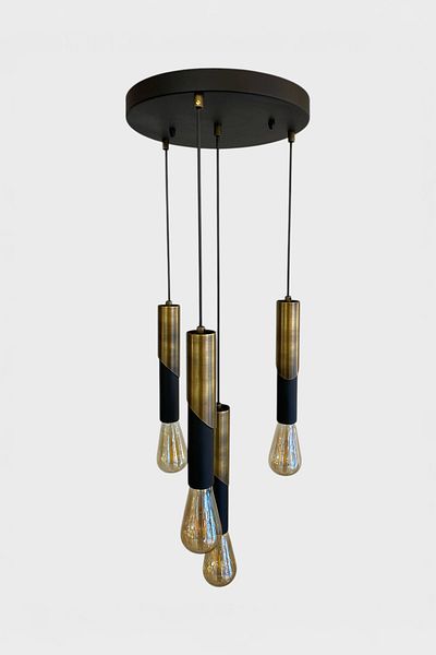 Favori Aydınlatma Modern Antique Cut Pipe Detailed 4-Piece Pendant Lamp Chandelier