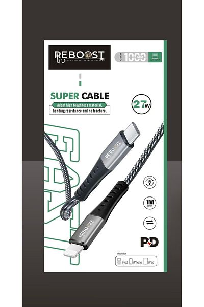 Reboost 27W PD USB-C to Lightning Premium Nylon Data Cable – Charge faster, for Apple User
