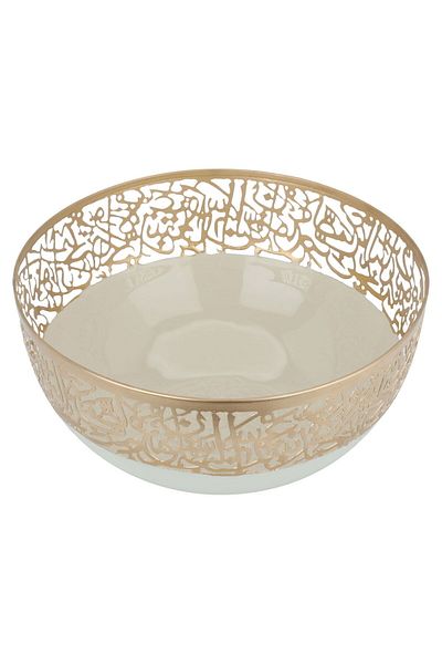 Alsaif Gallery وعاء فولاذي من معرض السيف، ٢٤×٢٤×١١ سم، دائري - بيج