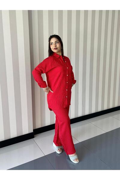 ELSEBUTİKTR Women's Striped Shirt and Pants Set