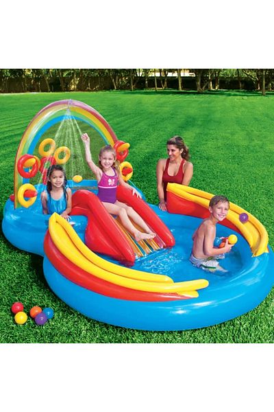DRSELL Inflatable Play Center with Pool and Slide – For Kids, Summer, 297x193x135