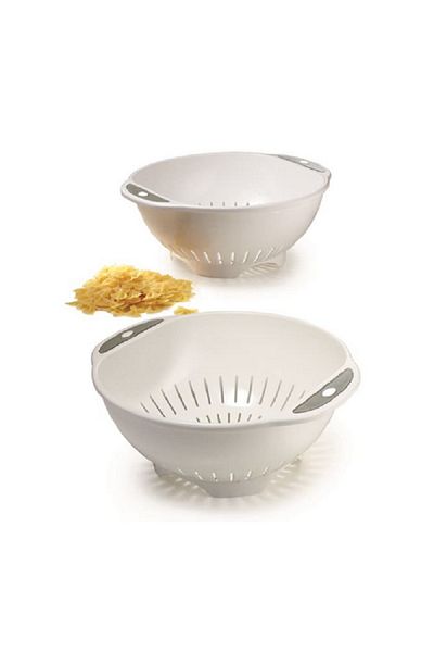 Snips BPA-Free Dishwasher Safe Pasta Colander with Handle White and Grey 28cm