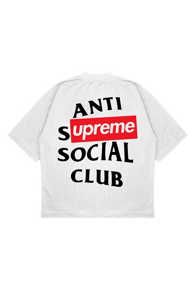 PURE EFFECT Unisex Oversize Anti Social Suprem εμπριμέ μπλουζάκι