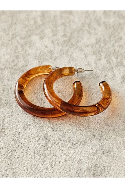 SiestaAccessories Brown Acrylic Hoop Earrings