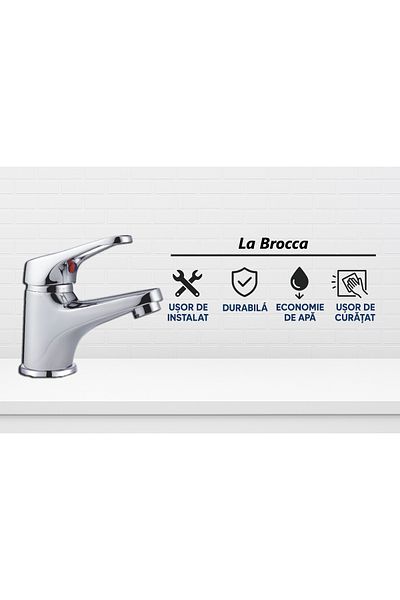 ferrara Baterie lavoar baie La Brocca SIENA P100D105, Economie de apă, alamă sanitară, finisaj cromat