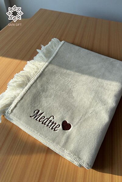 Safa Gift Kişiye Özel İsim Nakışlı Lüks Kadife Seccade, Bohçalık Tesbih Hediy...