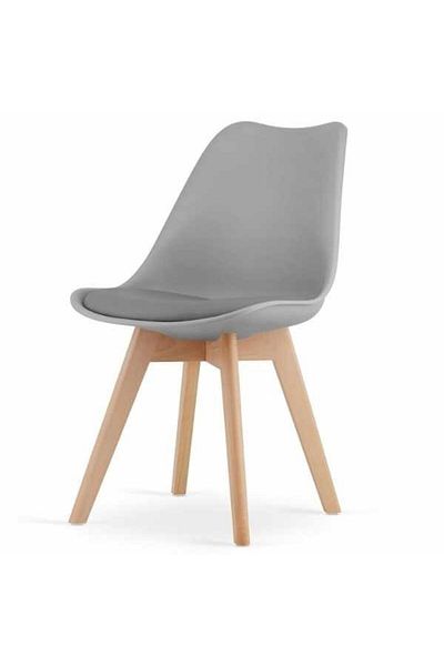 OEM Scaun Grosseto, Stil Scandinav cu Picioare din Lemn, Perna din Piele Ecologica, Maxim 120 Kg