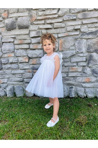 penu baby kids White Butterfly Wing Tulle Gilet Girl's Baby Girl Dress