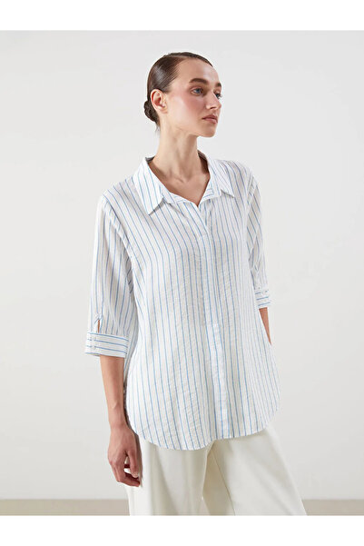 LC Waikiki Lcwaikiki Classic Blue Striped Women's Shirt