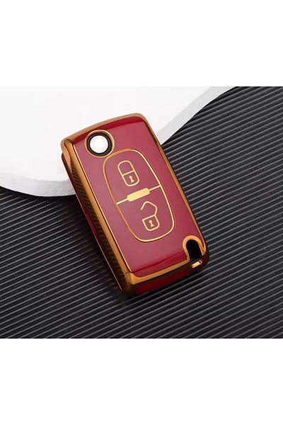emii auto spare parts Peugeot Citroen Key Case Cover 2 Keys Model Red Gold
