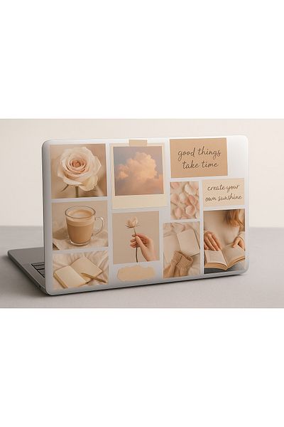 arduçlazer Aesthetic Soft Collage Laptop Sticker A4 / Skin – Beige Pink Vintage Moodboard