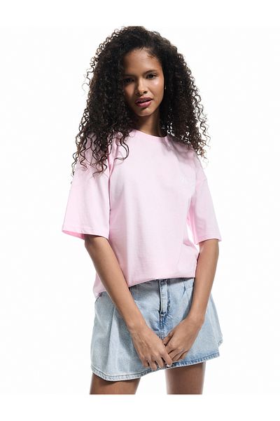 Koton New Season Short Sleeve Crew Neck Cotton Back Printed Oversize T-Shirt