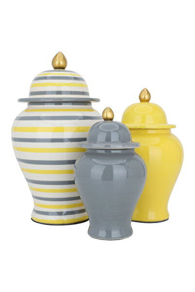 Generic طقم مزهريات بورسلين من معرض السيف، 3 قطع - متعدد الألوان