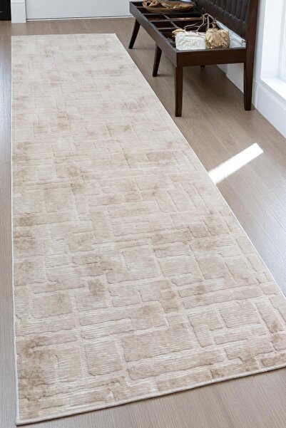 melian Aksu Stand Non-Slip Base Cutting Embossed Living Room Corridor Kitchen Washable Condition Beige