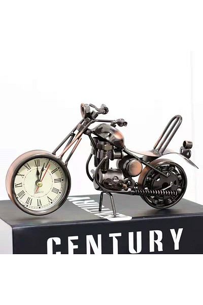 Wolawood Metal Motorcycle Figurine with Handmade Clock Decorative Desktop Clock Retro Motor Special Gift Accessory