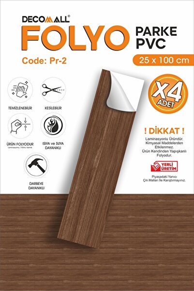 DECOMALL PR-2 KENDİNDEN YAPIŞKANLI FOLYO 4Adet PARKE ZEMİN DUVAR FAYANS KAPLA...