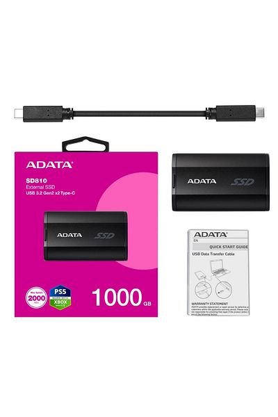 Yerli قرص Adata 1 تيرابايت أسود محمول USB 3.2 Gen2 x2 Type-C SSD خارجي