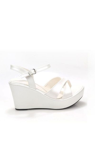 Papuçcity Lgzz 03149 Women's Wedge Sole Bridal Wedding Wedding Sandals Shoes