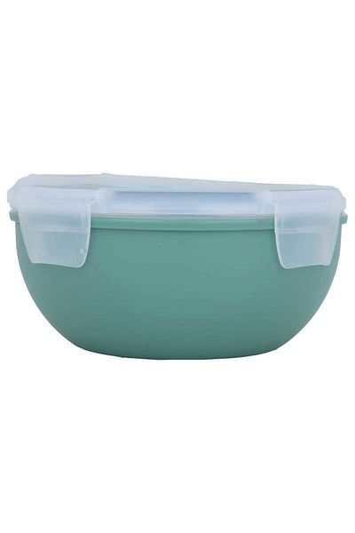 Alsaif Gallery Plastic Food Container, 1 Liter, Deep with Lid - Green