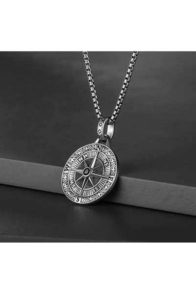 ACAR TAKI Men's Steel Compass Necklace 60Cm-Silver Acr5418
