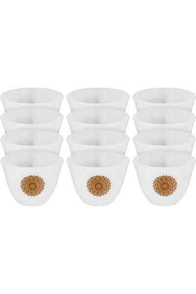 Alsaif Gallery Arabic Coffee Set Arcopal Alsaif Gallery, 12 Pieces, Gold Pattern - White