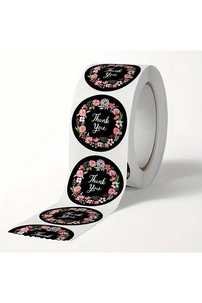 hdcw 500 Pcs 2.5cm Roll Adhesive Thanks "Thank You" Sticker Label Gift Packaging