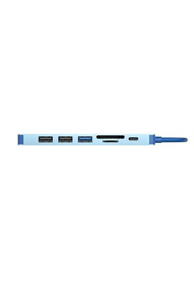VCOM Blue Type-C to Hdmi(4K@30Hz)+Usb3.0+Usb-A2.0+Sd2.0+Tf2.0+Pd 3.0 100W Multiplexer
