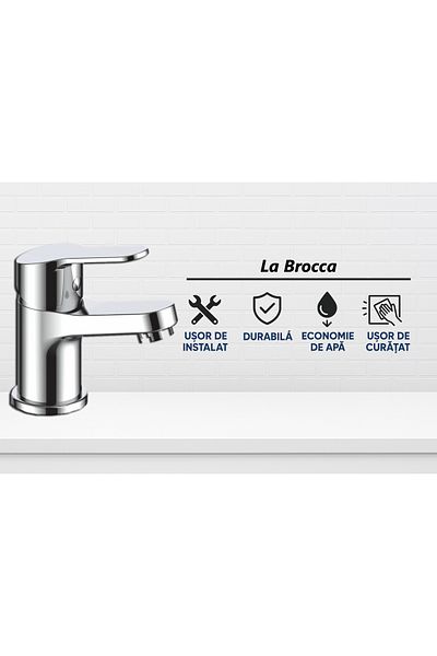 ferrara Baterie lavoar baie La Brocca NAPOLI P300D105, Monocomandă, alamă sanitară, finisaj cromat