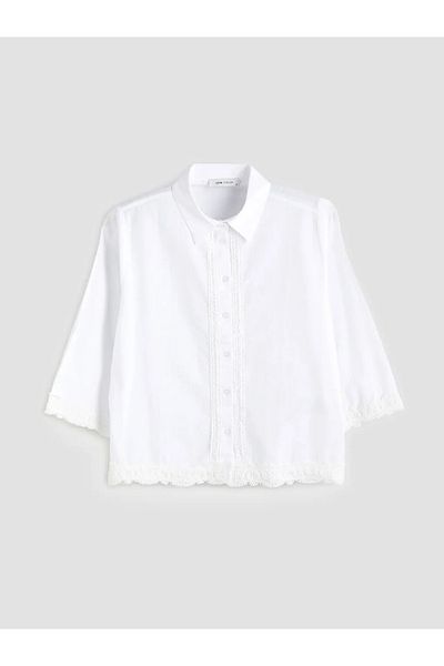 LC Waikiki Lcw Vision Ecru Lace Detailed Women's Shirt