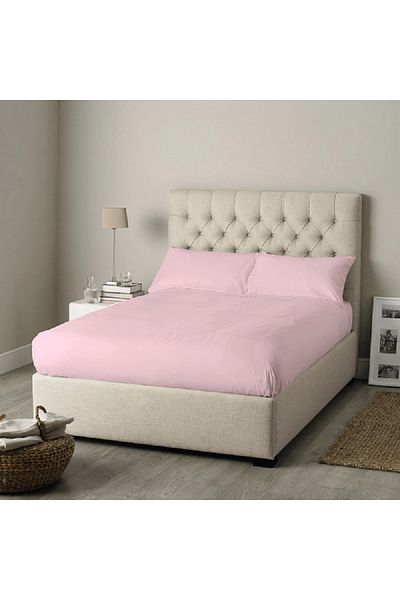 Celia Rectangular Shape Twin Elasticated Smooth Fabric Fitted Sheet Pink 120x200+30cm