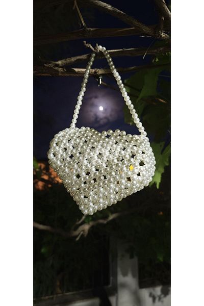 İN MY WAY Heart Pattern Pearl Bag