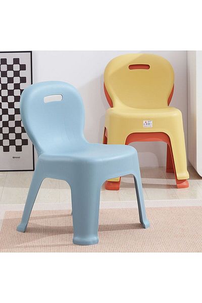 rexa Trendy Solid Color Utility Stool with Amber Color Polymer Seat, Nestable, Legs Base, and Back